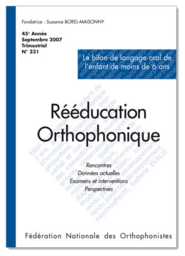 N°231 - Le Bilan de langage oral de l'enfant de moins de 6 ans (pdf)