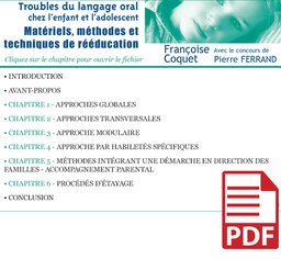 Troubles du langage oral chez l'enfant et l'adolescent : Matériels, méthodes et techniques de rééducation (pdf)