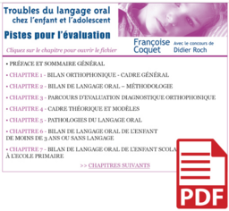 Troubles du langage oral chez l'enfant et l'adolescent - Pistes pour l'évaluation (pdf)